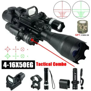 4-16X50EG Scope Laser Flashlight Red Red Dot Combo Tactical Riflescope Long Range Shooting Optic Sight Hunting Sniper Scopes